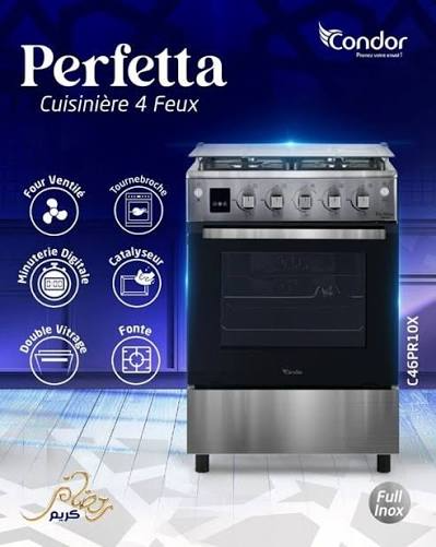 Cuisinière Condor Perfetta – 4 Feux Full Inox – 60 Cm