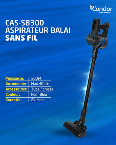 ASPIRATEUR CONDOR BALAI SANS FIL 300W