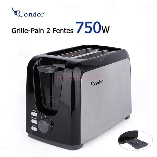 GRILLE-PAIN   CONDOR 02 FENTES  750W NOIR-INOX