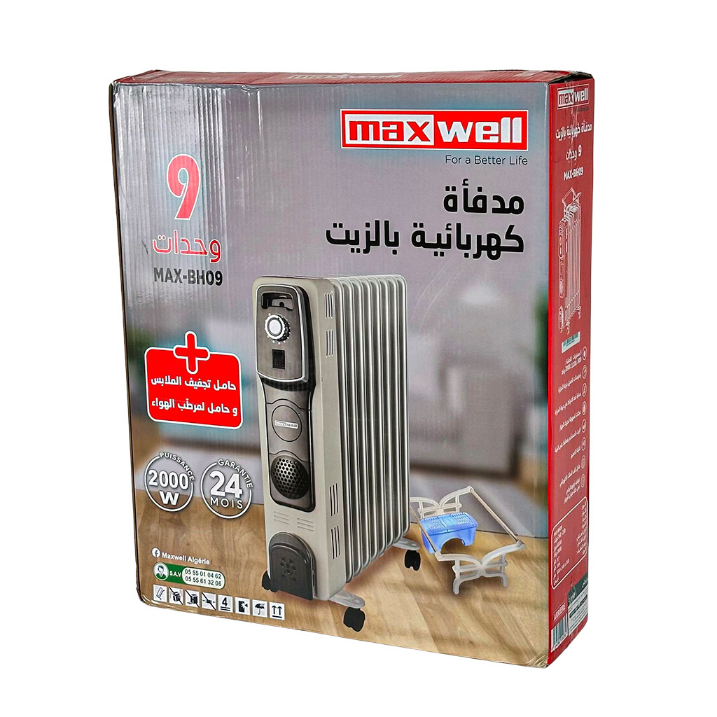 MAXWELL RADIATEUR A BAIN D’HUILE MAXWELL 9 ELEMENTS / MAX-BH09